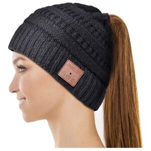 Women’s Black Pony Tail Beanie